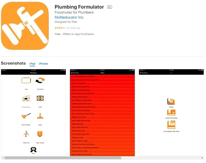 Plumbing Formulator App for Plumbers